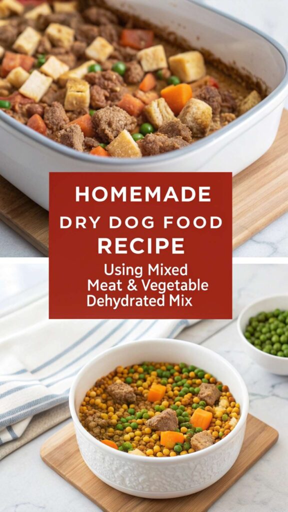 Homemade Dry Dog Food Recipe using Mixed Meat Vegetable Dehydrated Mix pin 2