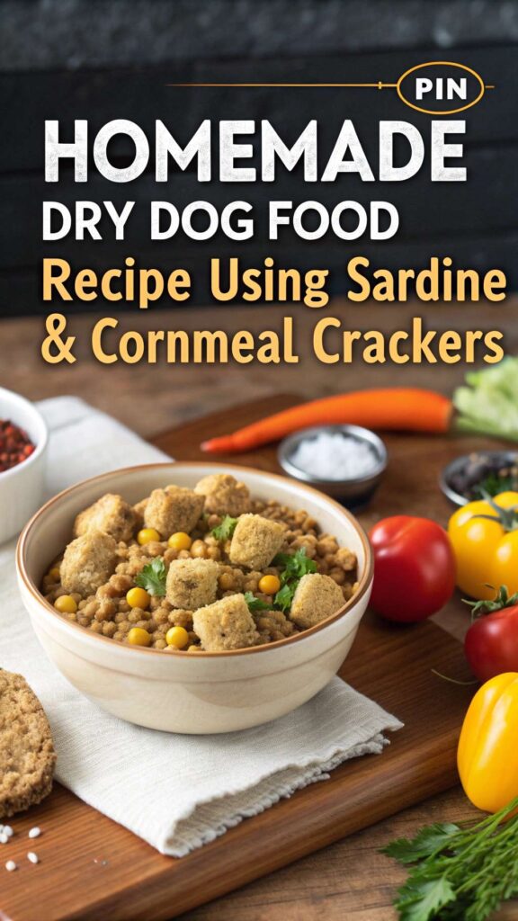 Homemade Dry Dog Food Recipe using Sardine Cornmeal Crackers pin 2