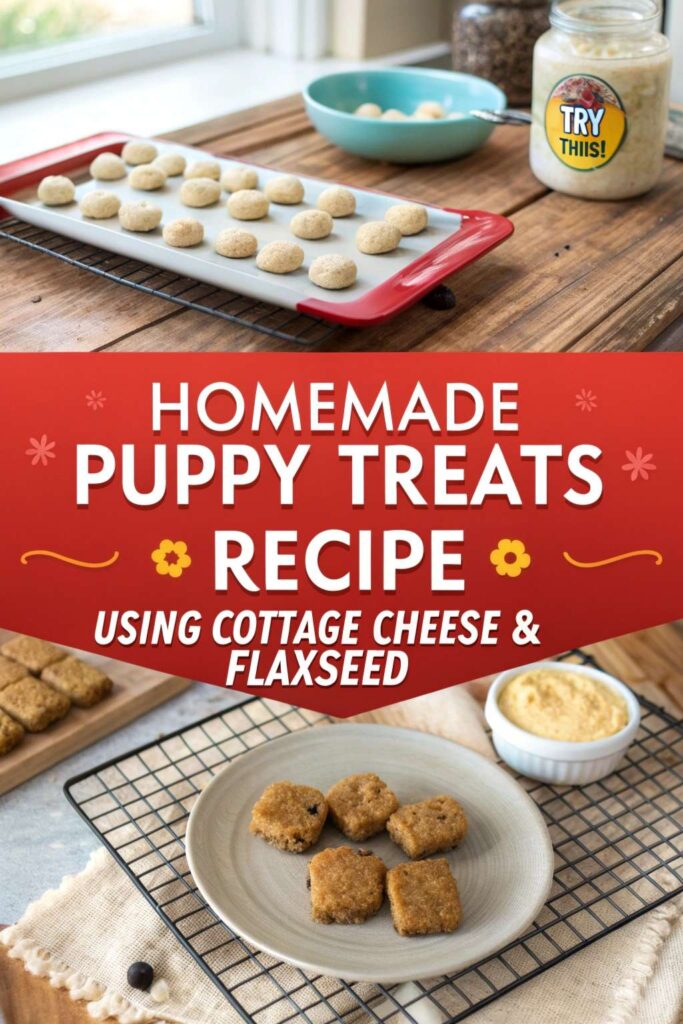 Homemade Puppy Treats Recipe Using Cottage Cheese Flaxseed pin 1