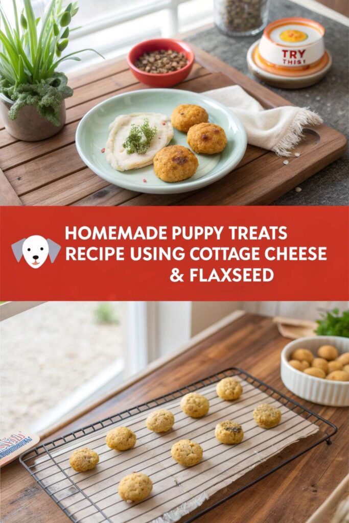 Homemade Puppy Treats Recipe Using Cottage Cheese Flaxseed pin 2