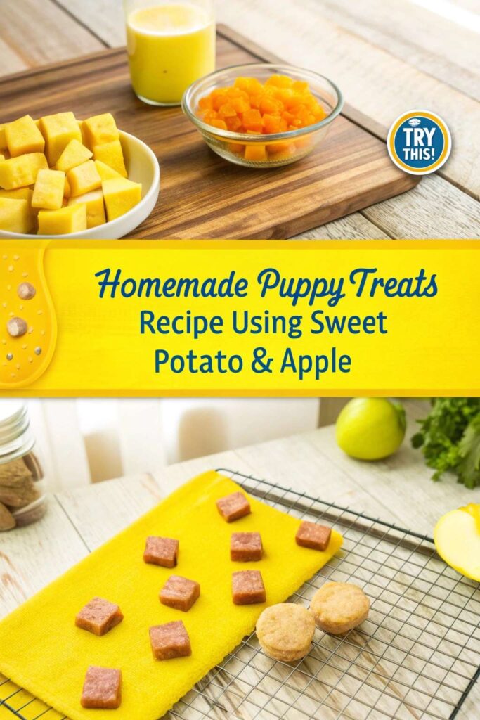 Homemade Puppy Treats Recipe Using Sweet Potato Apple pin 2