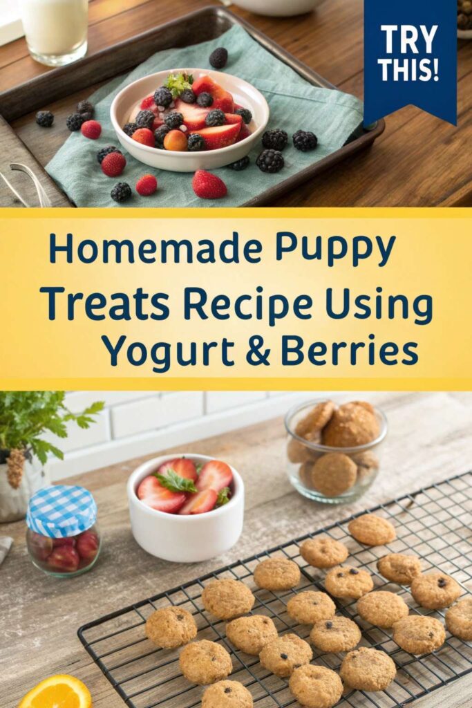 Homemade Puppy Treats Recipe Using Yogurt Berries pin 1