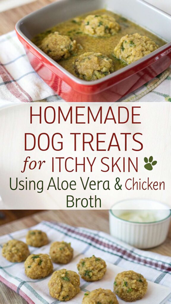 homemade Dog Treats for Itchy Skin using Aloe Vera Chicken Broth pin 1