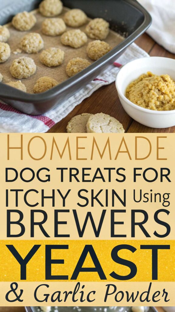 homemade Dog Treats for Itchy Skin using Brewers Yeast Garlic Powder pin 1