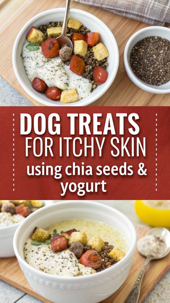 homemade Dog Treats for Itchy Skin using Chia Seeds Yogurt pin 1