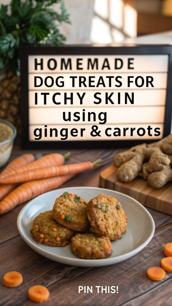 homemade Dog Treats for Itchy Skin using Ginger Carrots pin 1