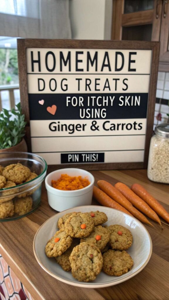 homemade Dog Treats for Itchy Skin using Ginger Carrots pin 2