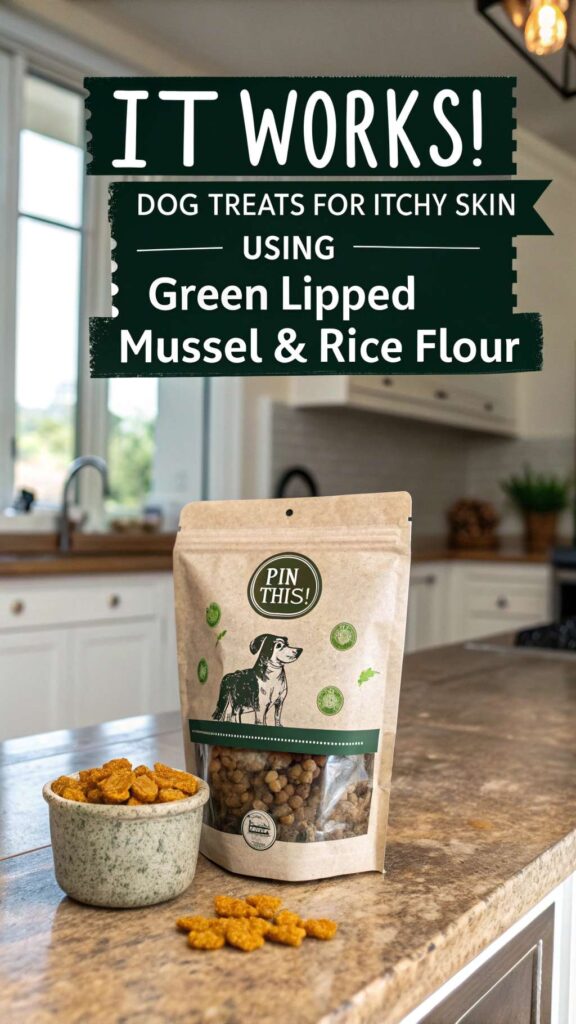 homemade Dog Treats for Itchy Skin using Green Lipped Mussel Rice Flour pin 1