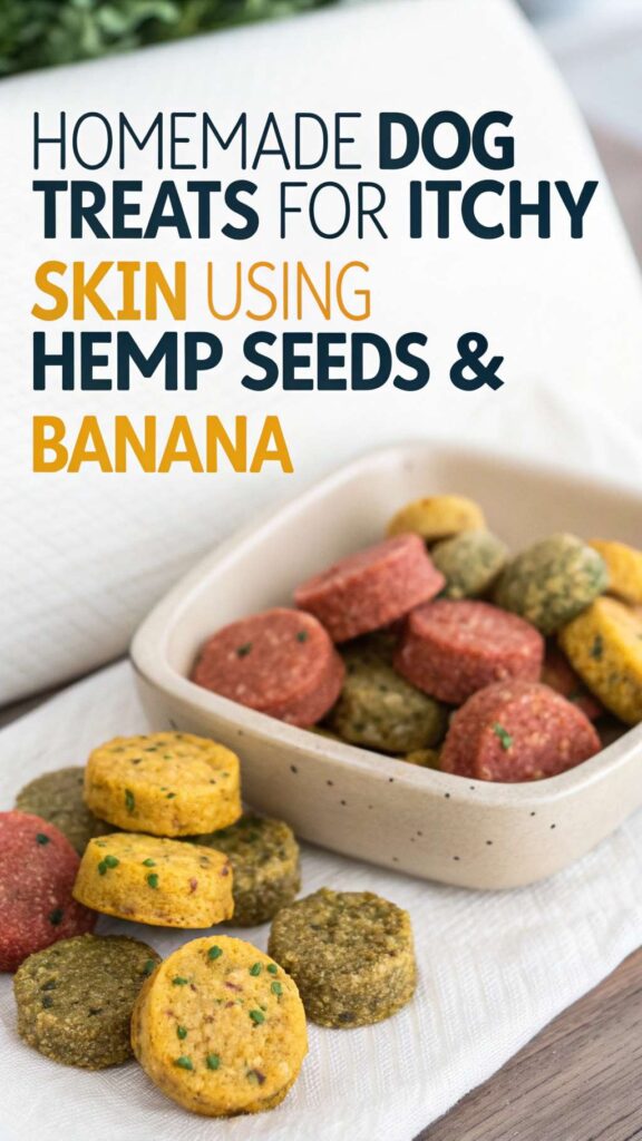homemade Dog Treats for Itchy Skin using Hemp Seeds Banana pin 1