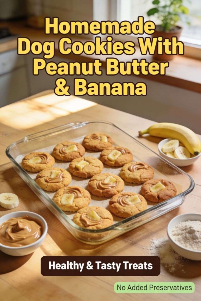 Homemade Dog Cookies With Peanut Butter Banana pin 1