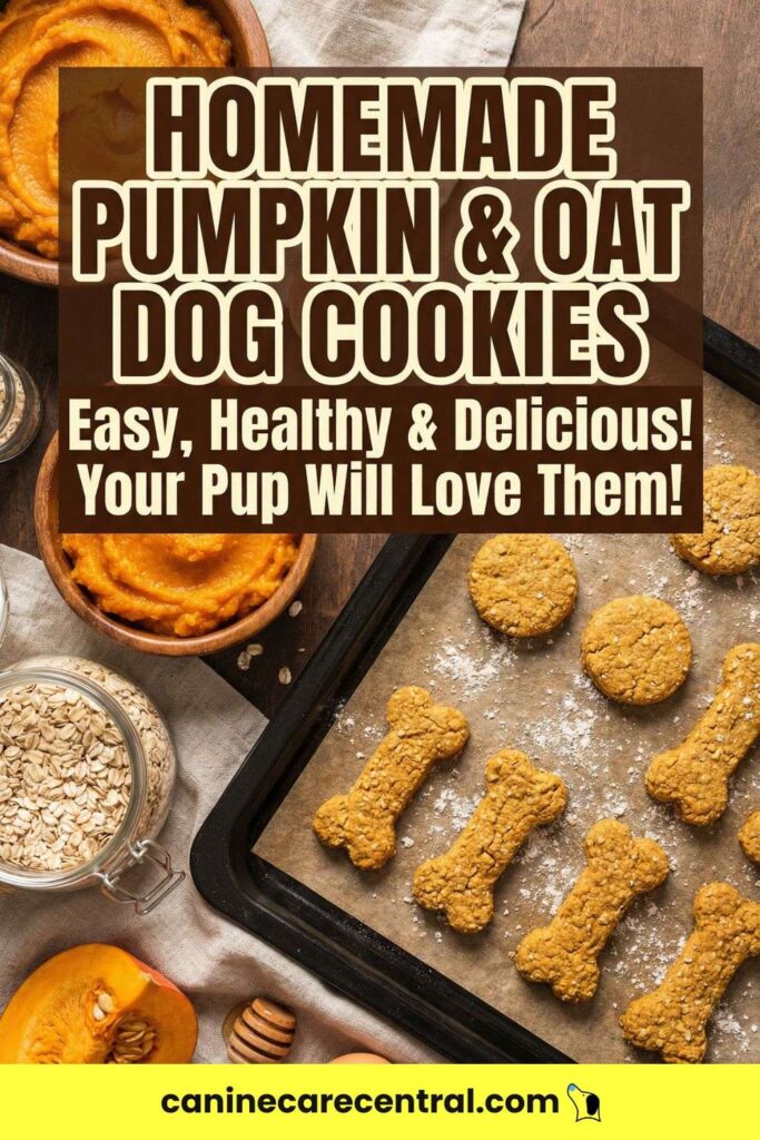 Homemade Dog Cookies With Pumpkin Oats pin 1