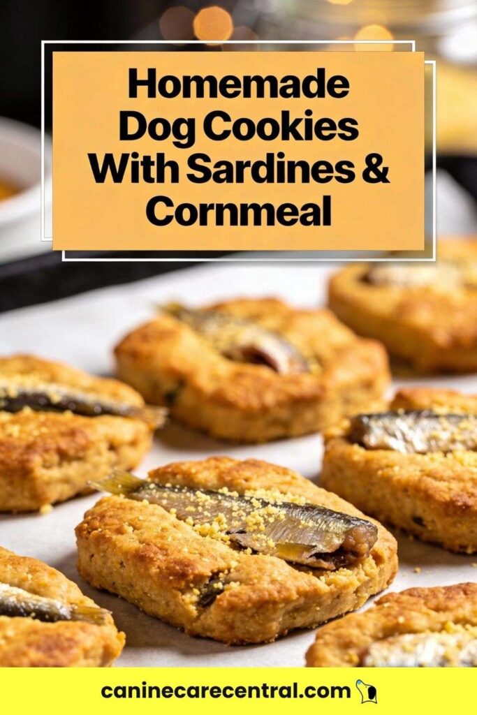 Homemade Dog Cookies With Sardines Cornmeal pin 1