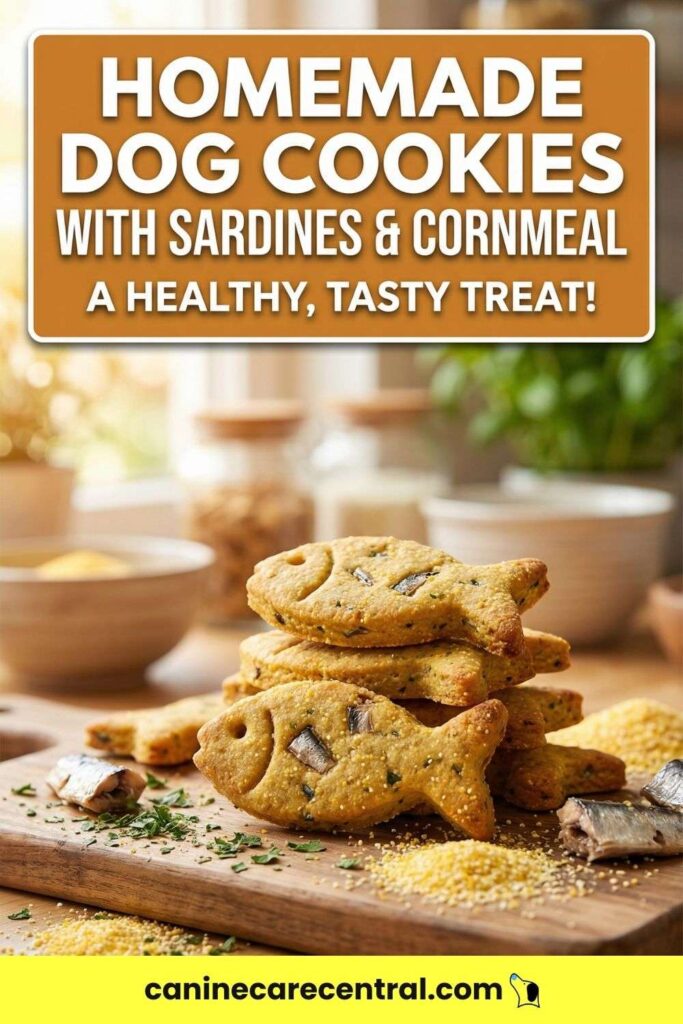 Homemade Dog Cookies With Sardines Cornmeal pin 2