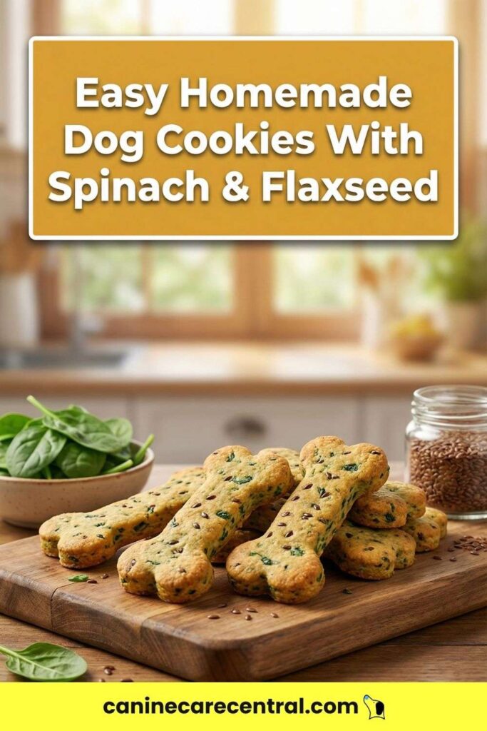 Homemade Dog Cookies With Spinach Flaxseed pin 1