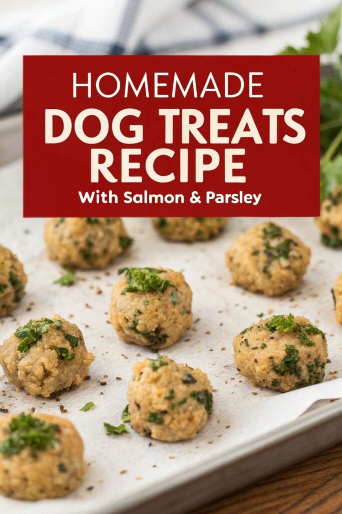 Homemade Dog Treats Recipe With Salmon Parsley pin 2