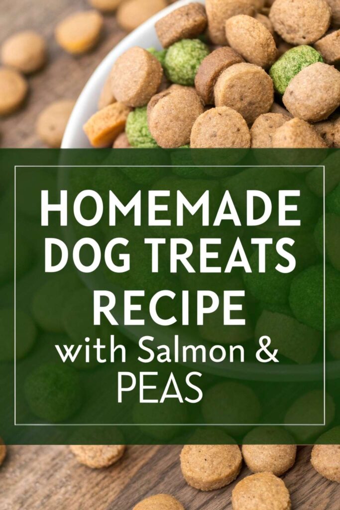 Homemade Dog Treats Recipe With Salmon Peas pin 1