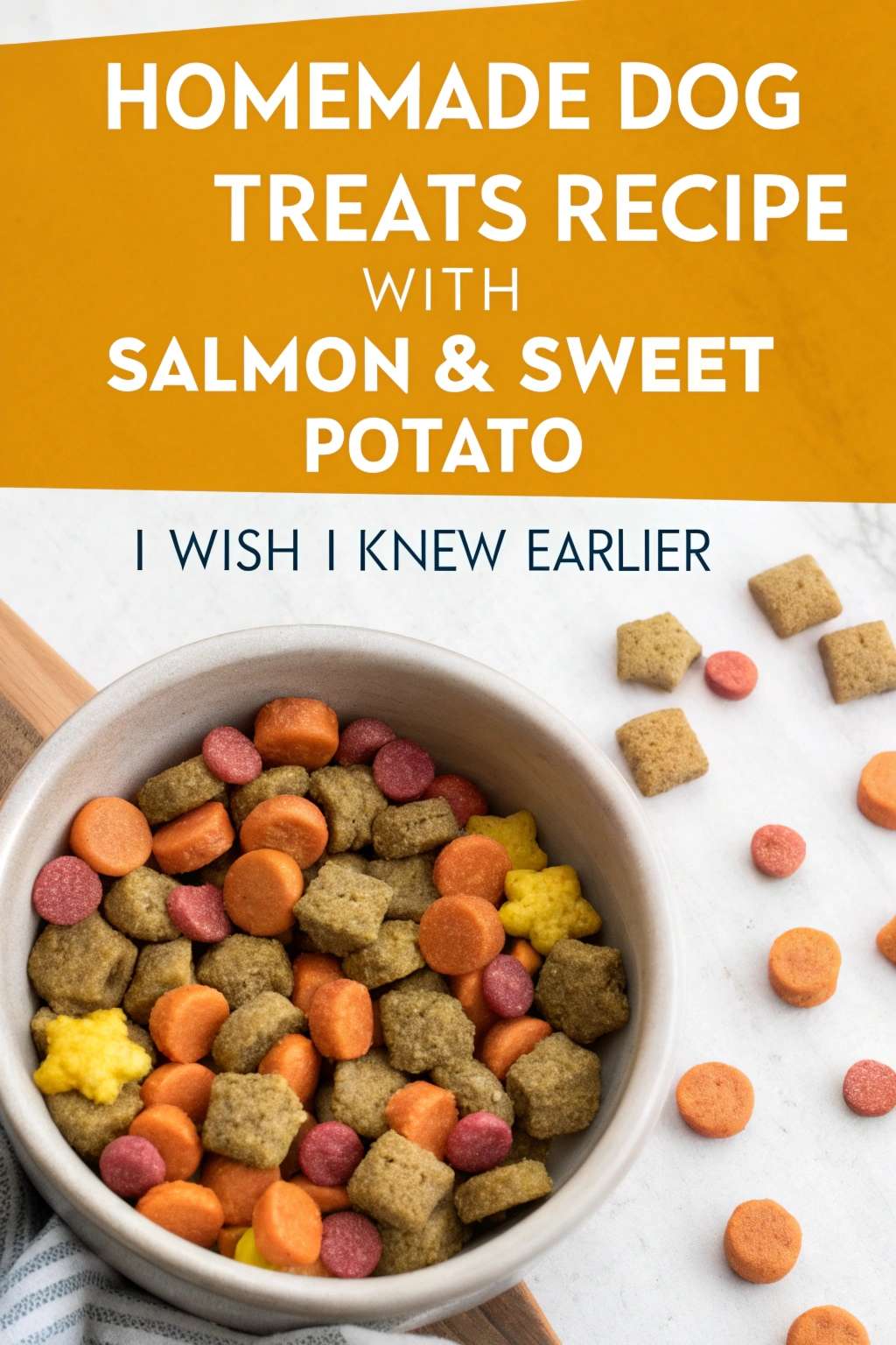 Homemade Dog Treats Recipe With Salmon Sweet Potato pin 1
