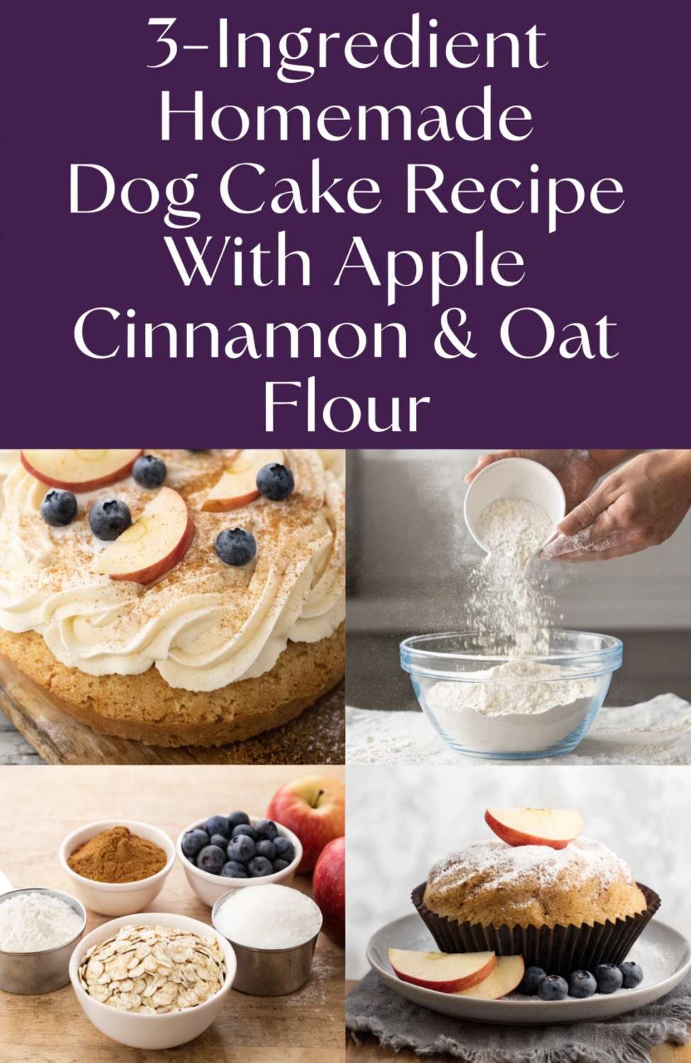 Curated visual reference: Visual Reference: 3 Ingredient Homemade Dog Cake Recipe With Apple Cinnamon Oat