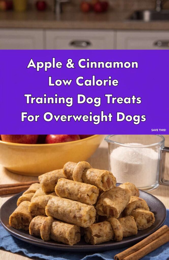 Apple Cinnamon Low Calorie Training Dog Treats For Overweight Dogs pin 1