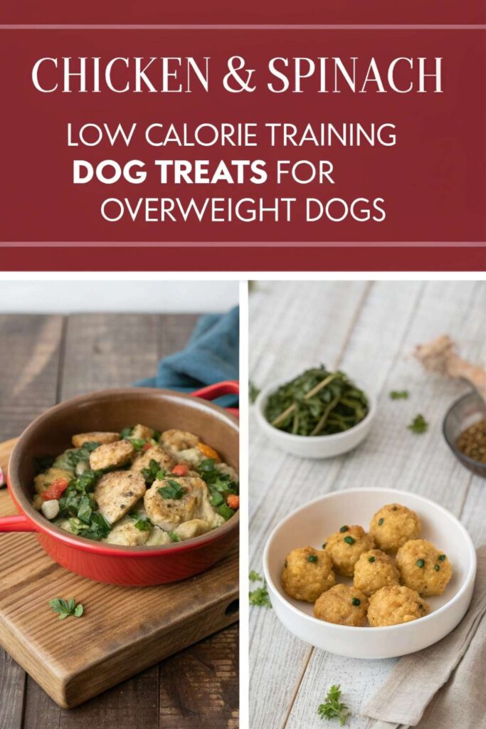 Chicken Spinach Low Calorie Training Dog Treats For Overweight Dogs pin 2