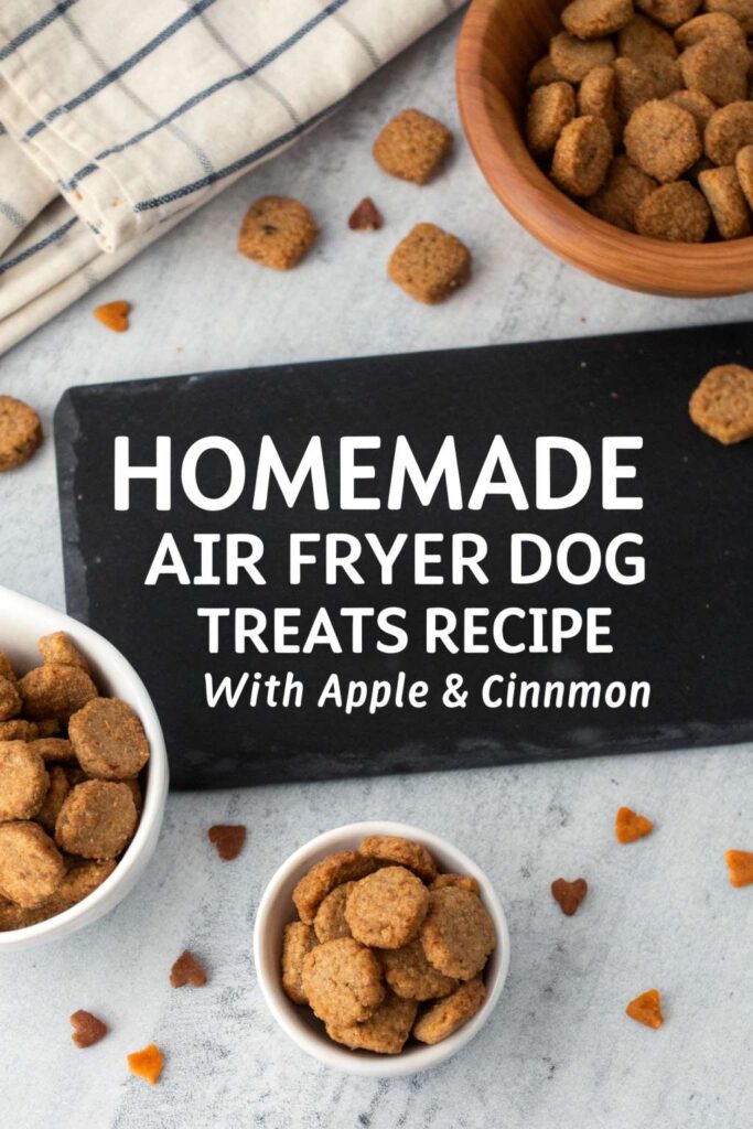 Homemade Air Fryer Dog Treats Recipe With Apple Cinnamon pin 1