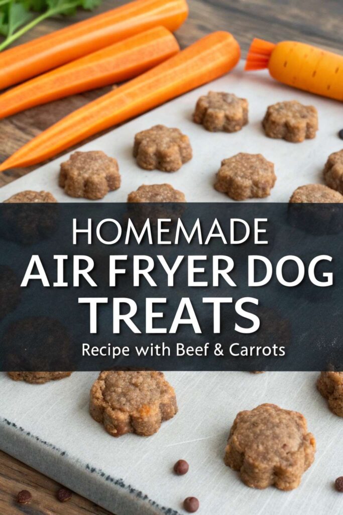 Homemade Air Fryer Dog Treats Recipe With Beef Carrots pin 1