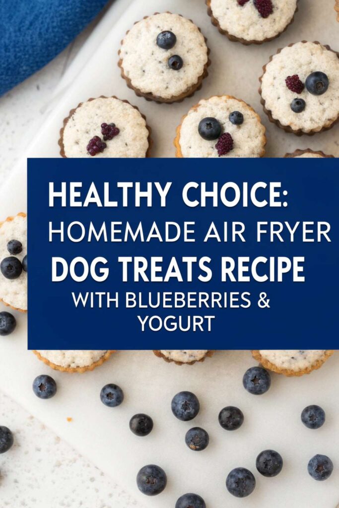 Homemade Air Fryer Dog Treats Recipe With Blueberries Yogurt pin 1