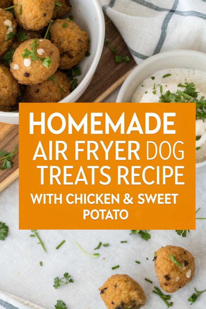 Homemade Air Fryer Dog Treats Recipe With Chicken Sweet Potato pin 2