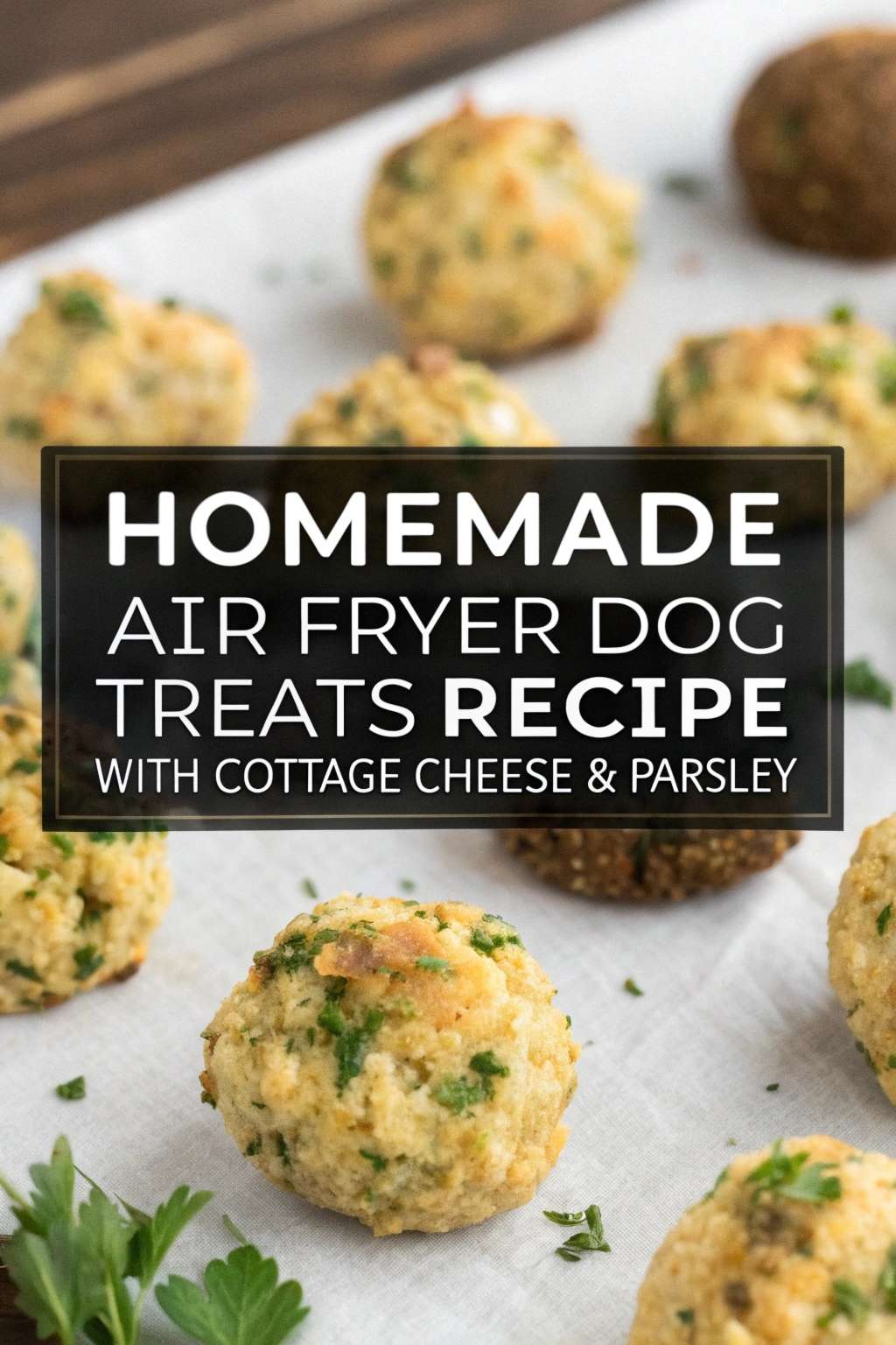 Homemade Air Fryer Dog Treats Recipe With Cottage Cheese Parsley pin 1