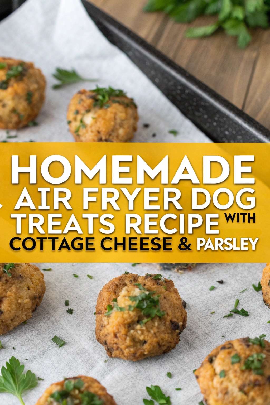 Homemade Air Fryer Dog Treats Recipe With Cottage Cheese Parsley pin 2