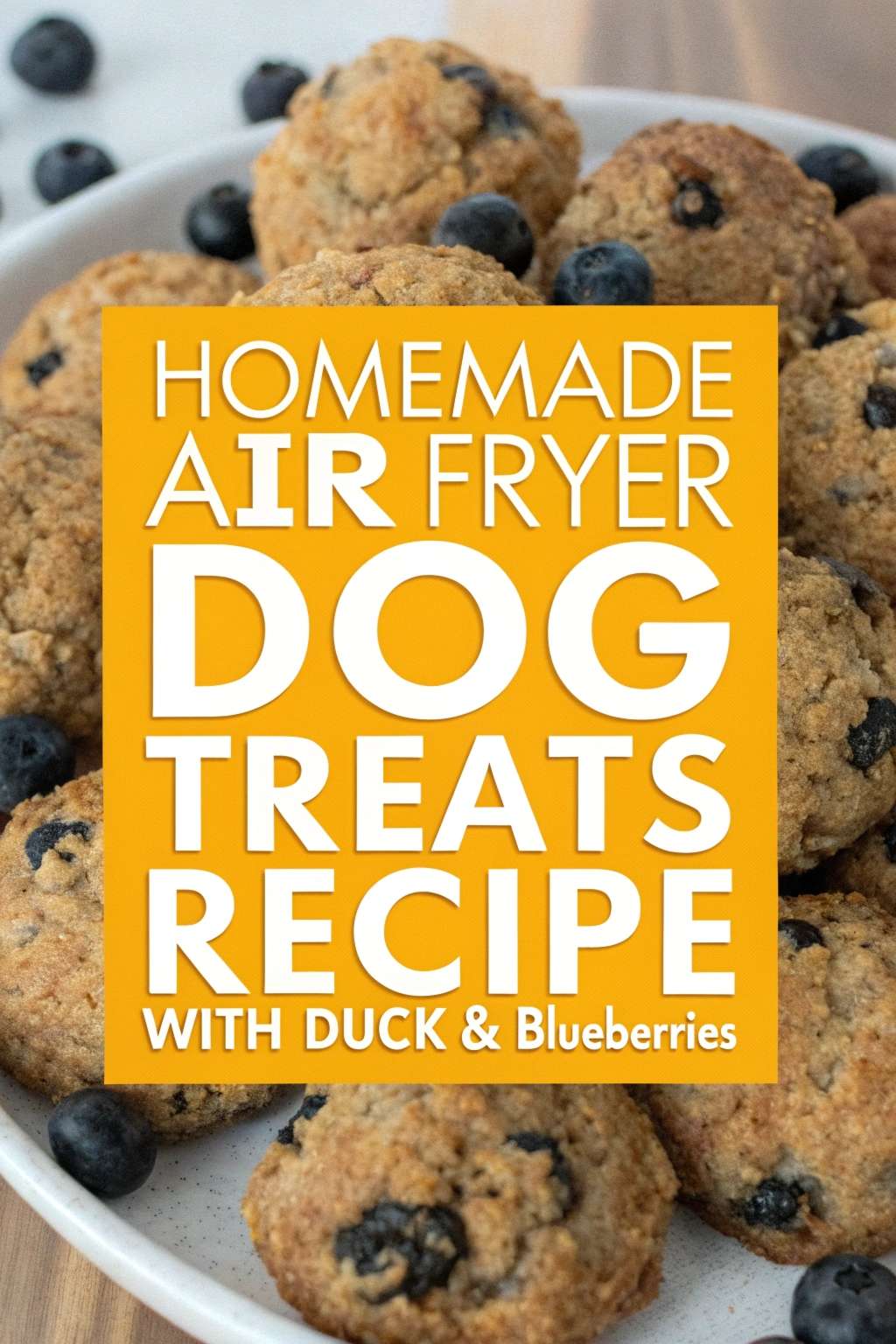 Homemade Air Fryer Dog Treats Recipe With Duck Blueberries pin 2