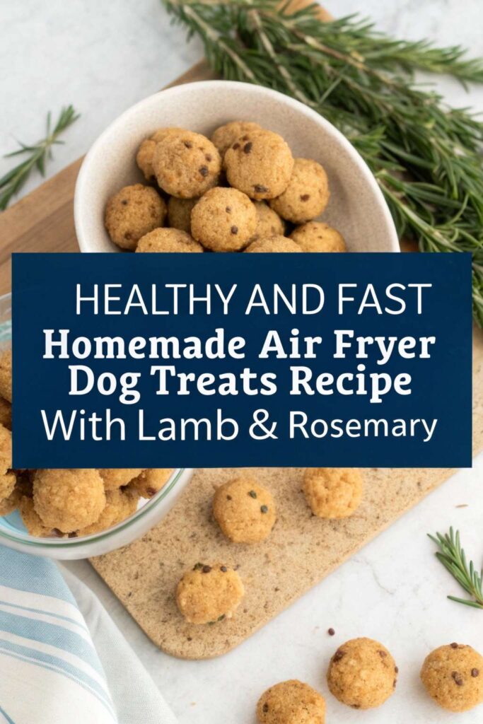 Homemade Air Fryer Dog Treats Recipe With Lamb Rosemary pin 1