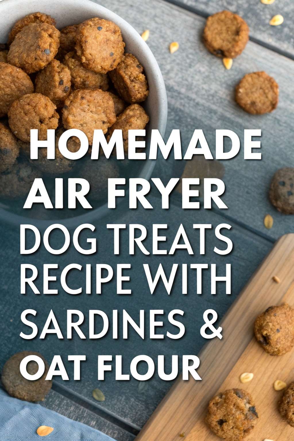 Homemade Air Fryer Dog Treats Recipe With Sardines Oat Flour pin 1