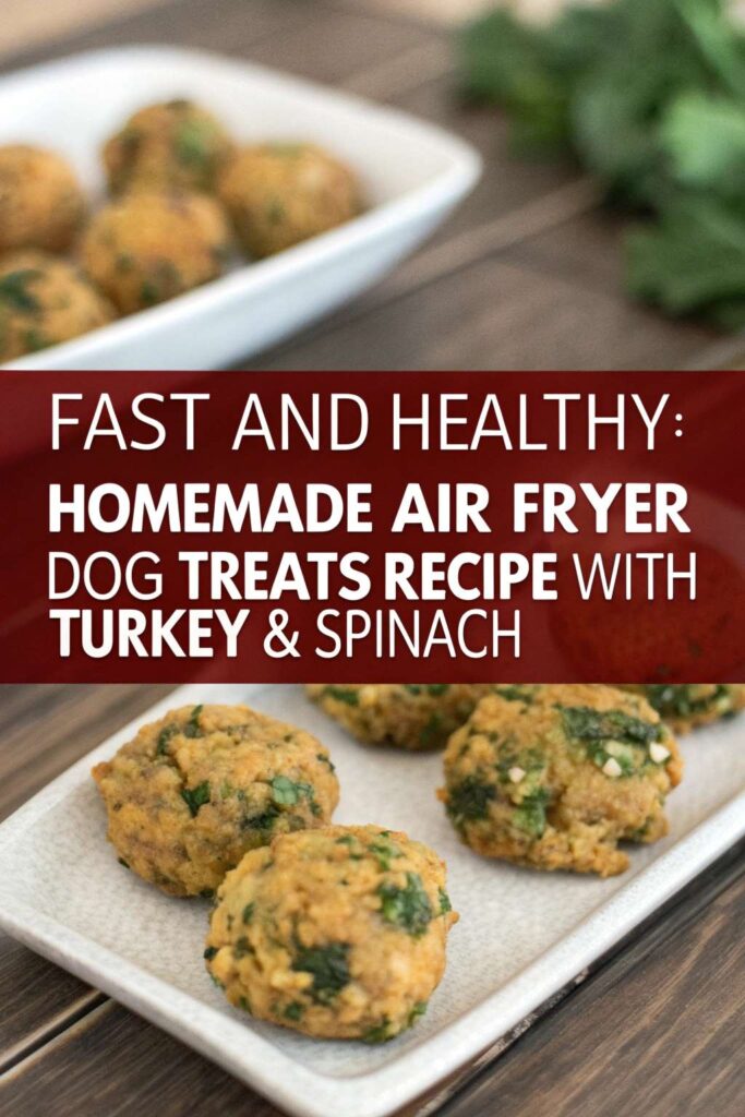 Homemade Air Fryer Dog Treats Recipe With Turkey Spinach pin 2