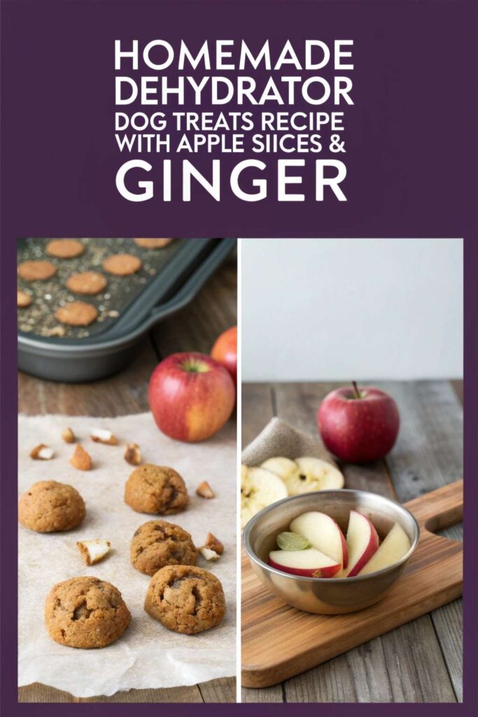 Homemade Dehydrator Dog Treats Recipe With Apple Slices Ginger pin 1