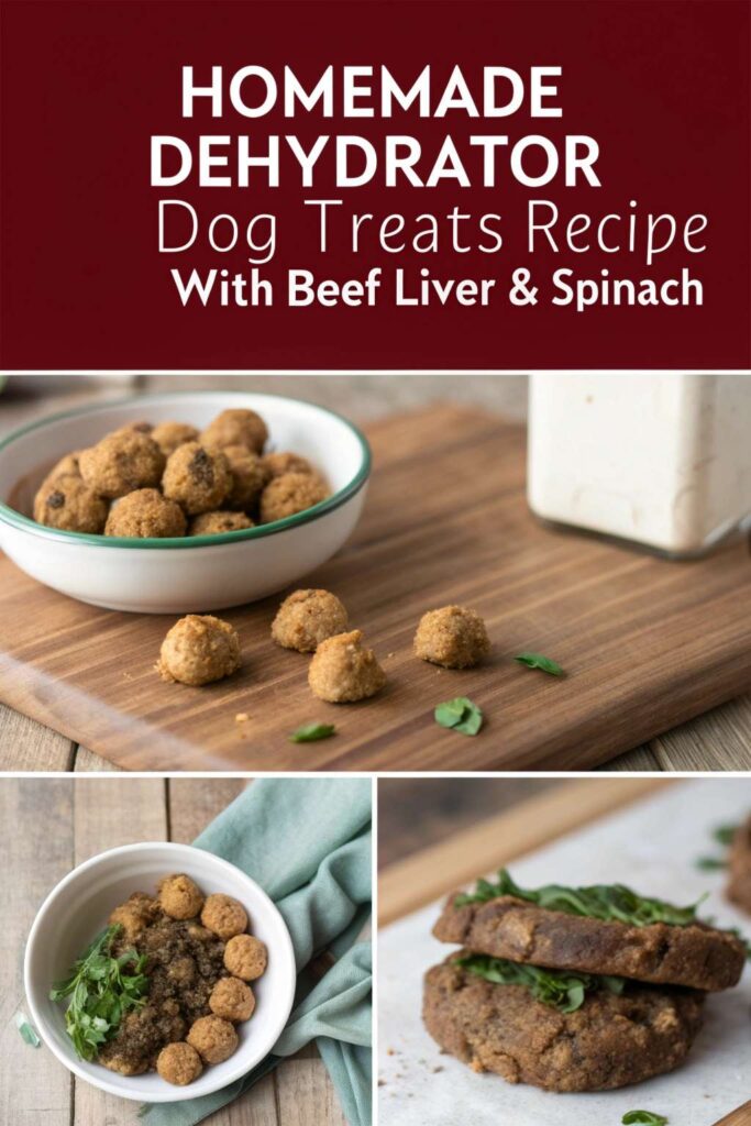 Homemade Dehydrator Dog Treats Recipe With Beef Liver Spinach pin 2