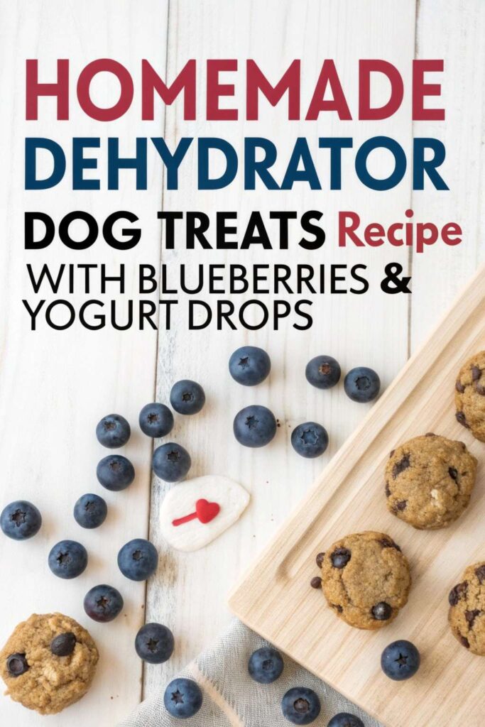 Homemade Dehydrator Dog Treats Recipe With Blueberries Yogurt Drops pin 2