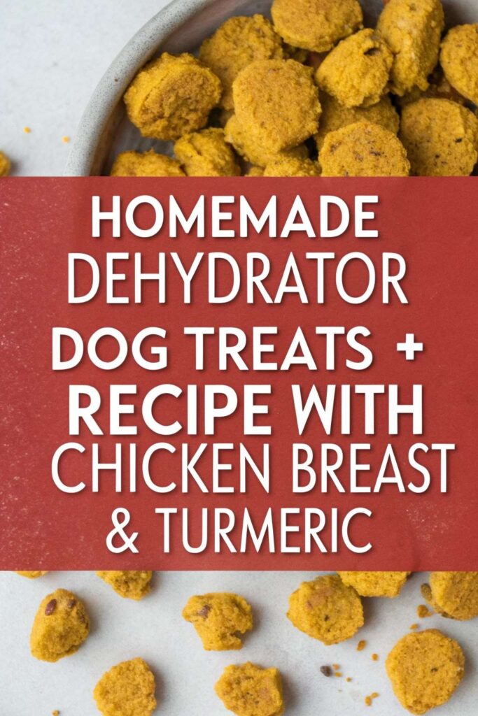 Homemade Dehydrator Dog Treats Recipe With Chicken Breast Turmeric pin 2