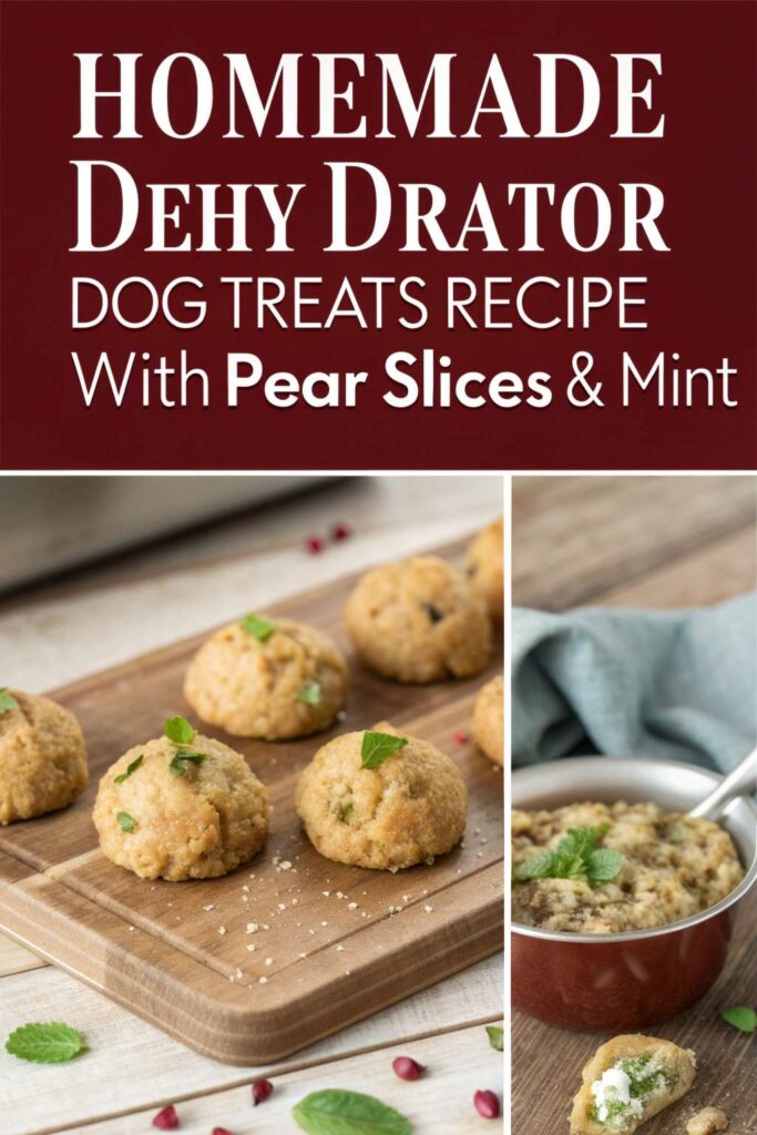 Homemade Dehydrator Dog Treats Recipe With Pear Slices Mint pin 2