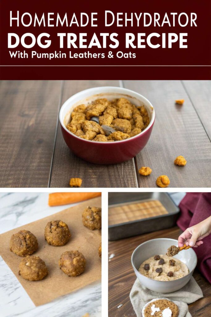 Homemade Dehydrator Dog Treats Recipe With Pumpkin Leathers Oats pin 2
