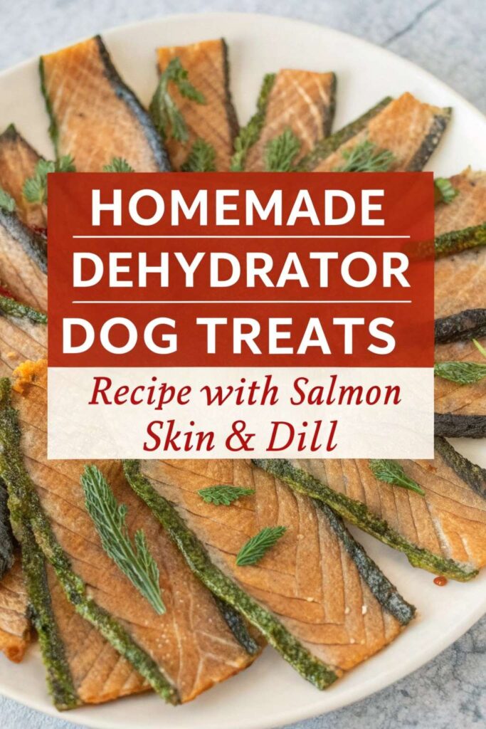 Homemade Dehydrator Dog Treats Recipe With Salmon Skin Dill pin 2