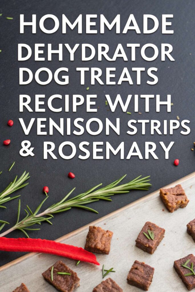 Homemade Dehydrator Dog Treats Recipe With Venison Strips Rosemary pin 2