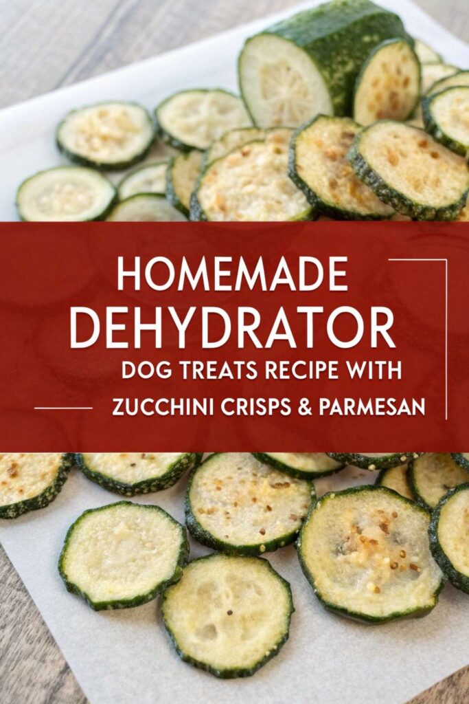 Homemade Dehydrator Dog Treats Recipe With Zucchini Crisps Parmesan pin 1