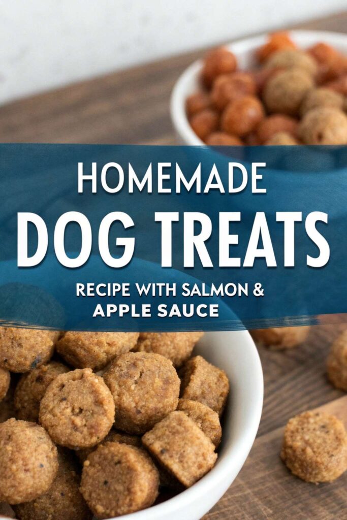 Homemade Dog Treats Recipe With Salmon Apple Sauce pin 1
