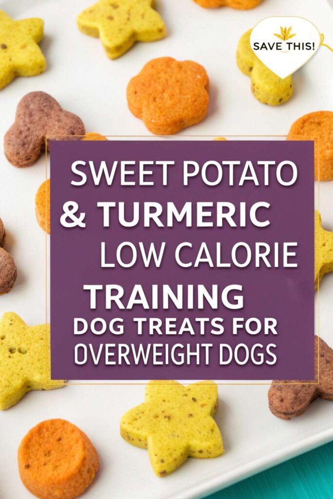 Sweet Potato Turmeric Low Calorie Training Dog Treats For Overweight Dogs pin 1