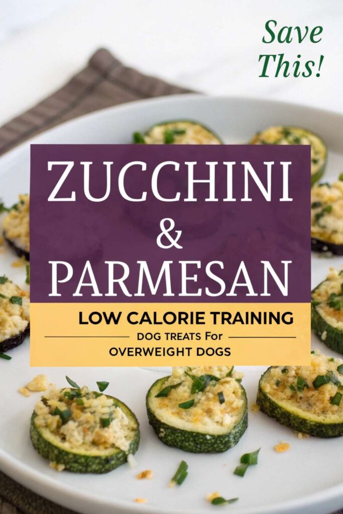 Zucchini Parmesan Low Calorie Training Dog Treats For Overweight Dogs pin 1