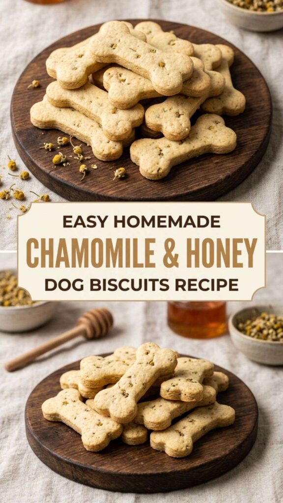 Easy Homemade Chamomile Honey Dog Biscuits Recipe pin 1
