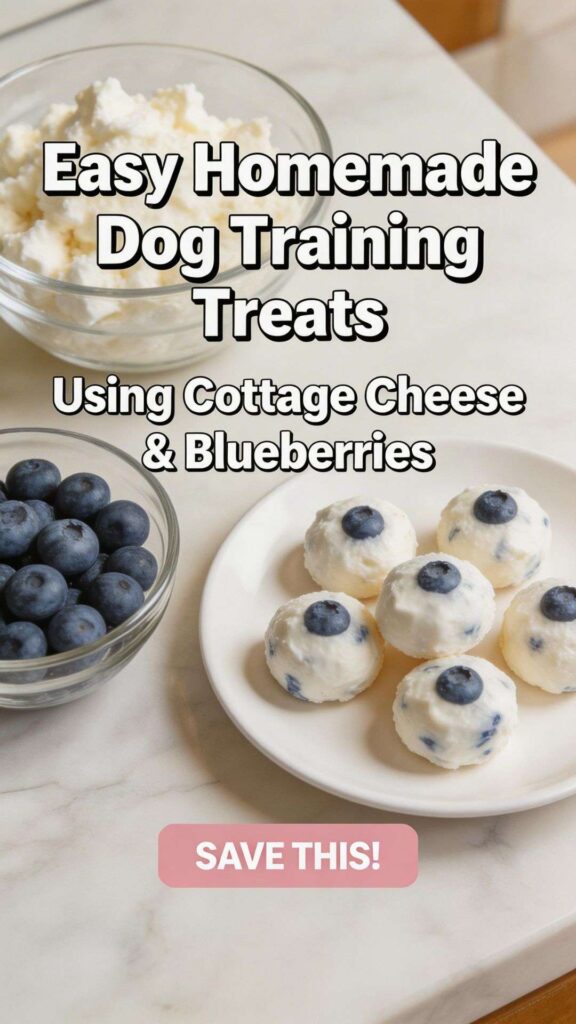 Easy Homemade Dog Training Treats Using Cottage Cheese Blueberries pin 1