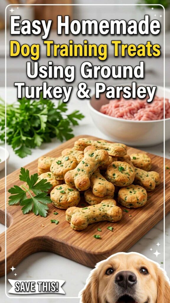 Easy Homemade Dog Training Treats Using Ground Turkey Parsley pin 1