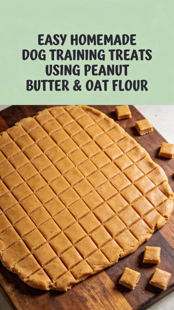 Easy Homemade Dog Training Treats Using Peanut Butter Oat Flour pin 1
